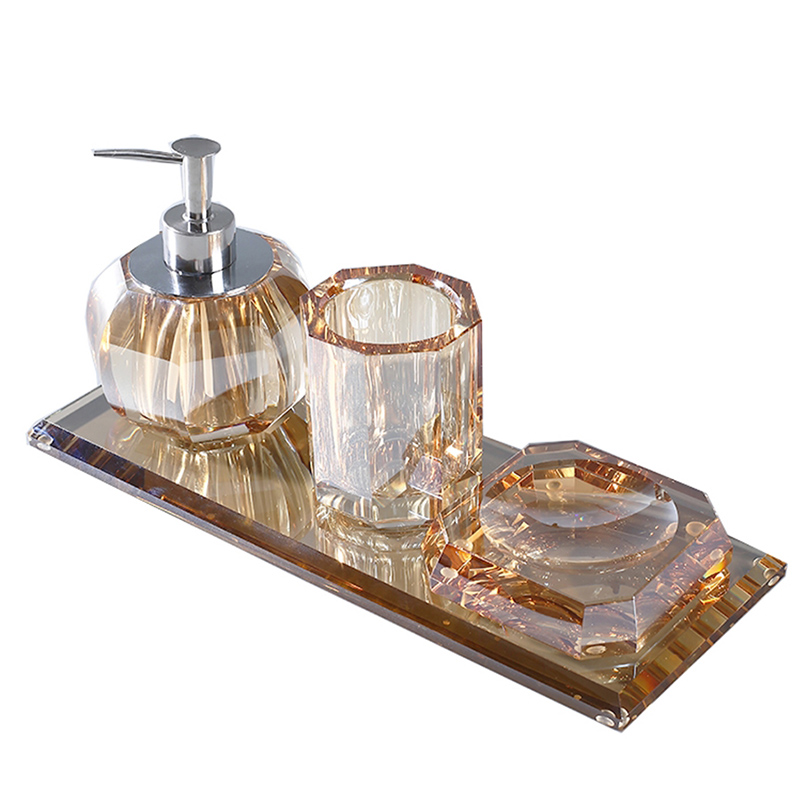 Gold Bathroom Accessories Set Light Luxury Bathroom Accessories Brass  Transparent Crystal Glass Lotion Bottle Storage Tank Cotton Swab Box Marble  Tray From Ephemelease, $118.86
